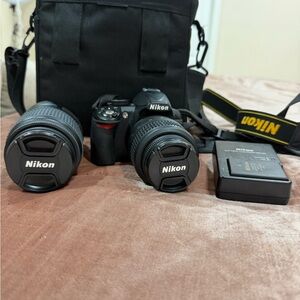 Nikon Black DSLR Camera with Dual Lenses